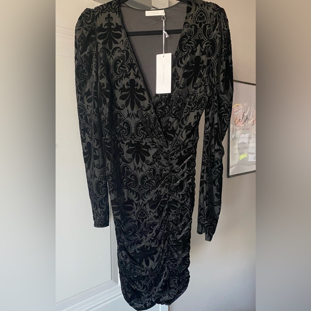 Black velvet cocktail dress
